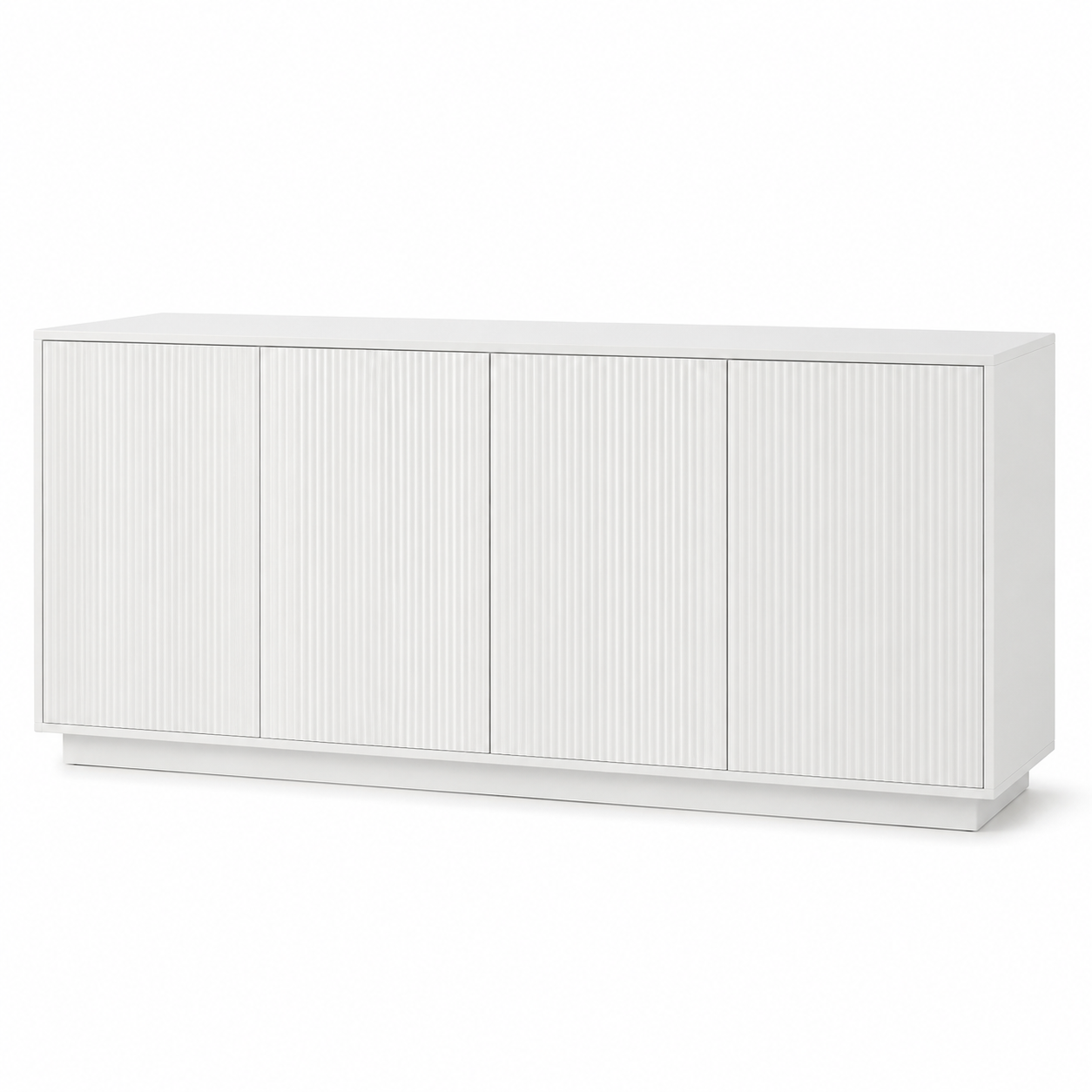 Modernes Sideboard in Mattweiß mit geriffelter Front 160 x 78 x 40 cm-Roomzenith