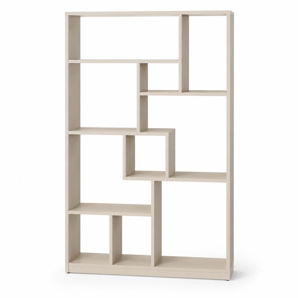Asymmetrisches Raumteiler-Regal in Sandbeige 120 x 180 x 32 cm-Roomzenith