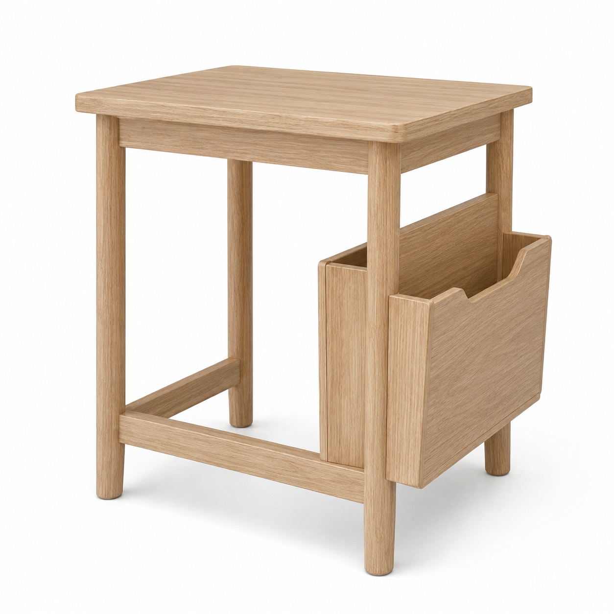 Beistelltisch in Eiche-Hell-Dekor mit Magazinfach und Griffleiste 45 x 55 x 40 cm-Roomzenith