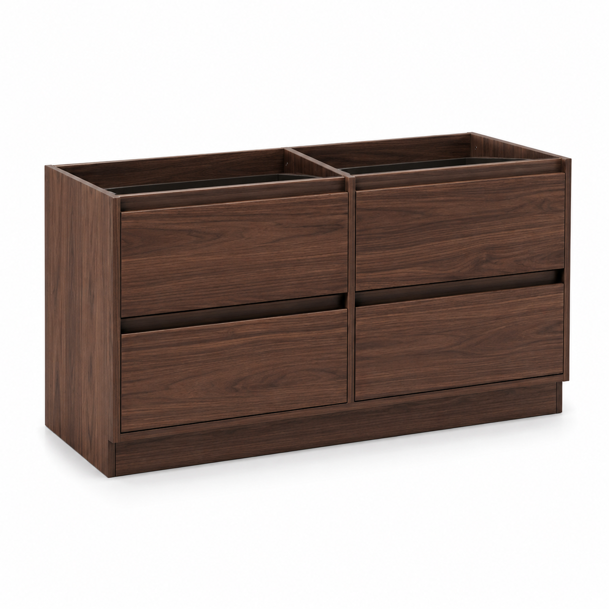 Breiter Waschtischunterschrank in Nussbaum-Dekor mit vier Schubladen 120 x 58 x 47 cm-Roomzenith