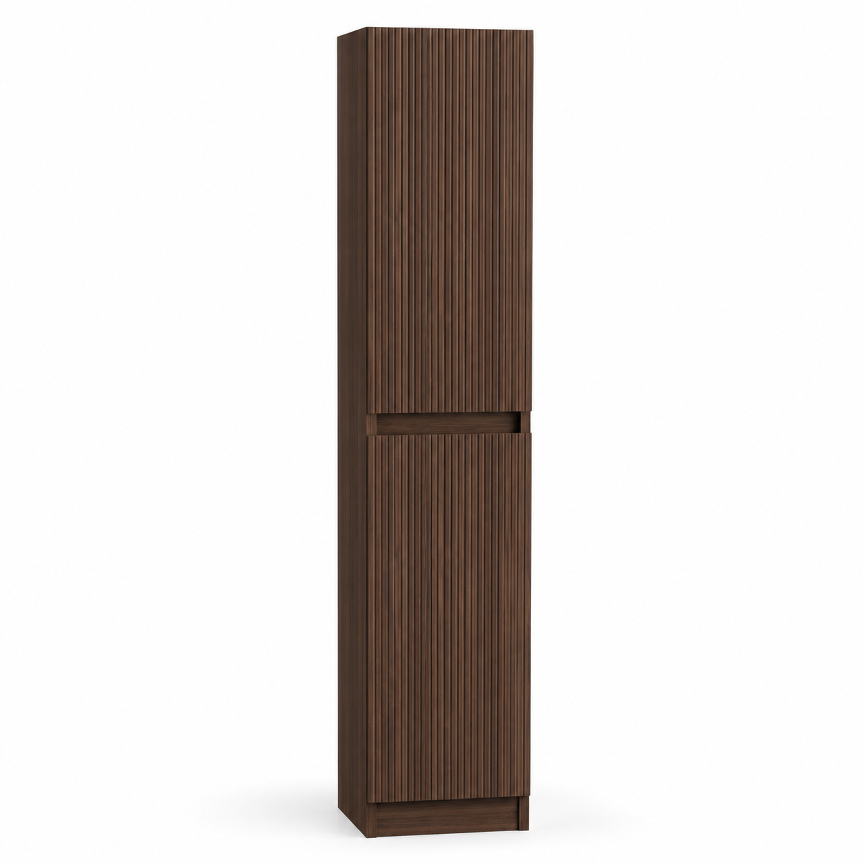 Bad-Hochschrank in Nussbaum-Dekor mit geriffelter Front 40 x 190 x 35 cm-Roomzenith