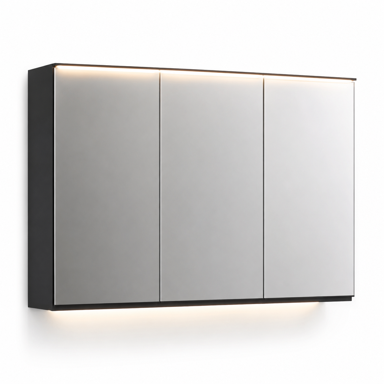 LED-Spiegelschrank in Anthrazit mit indirekter Beleuchtung 100 x 70 x 16 cm-Roomzenith
