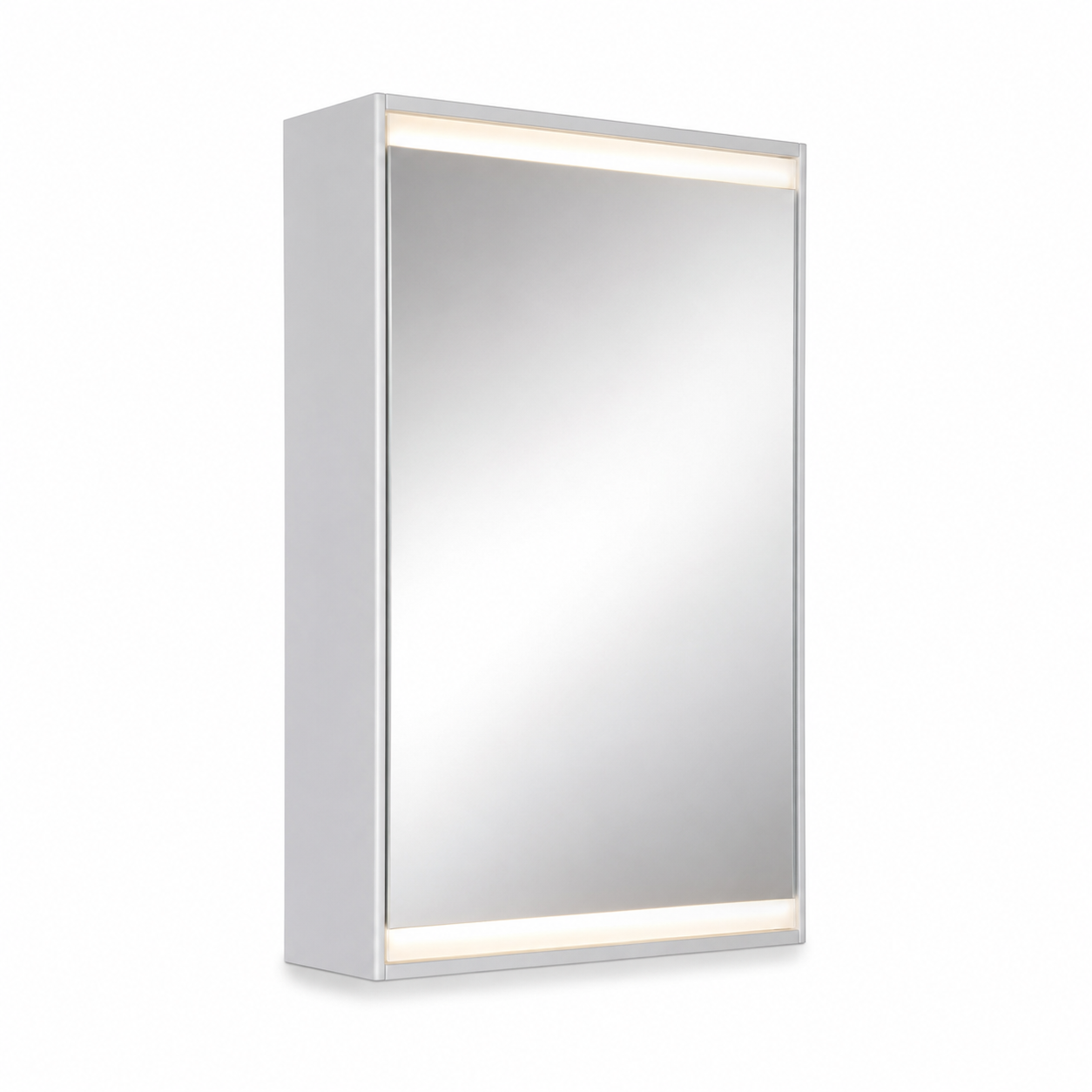 Schmaler LED-Spiegelschrank in Mattweiß für Gäste-WCs 50 x 65 x 14 cm-Roomzenith