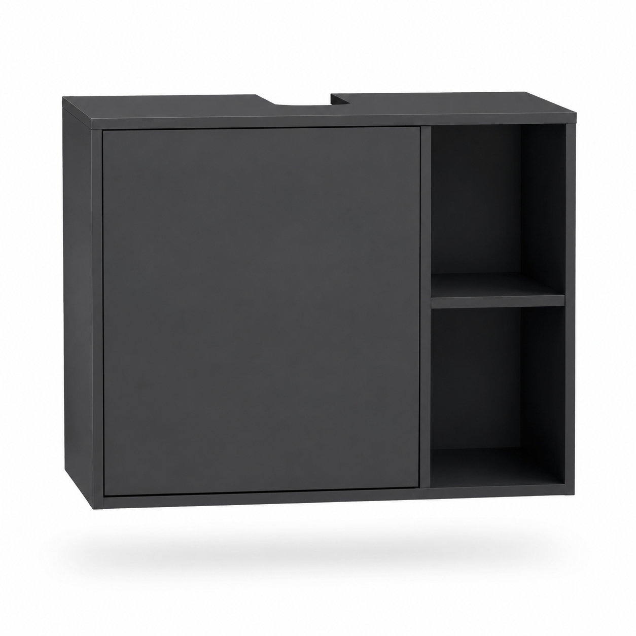 Schwebender Bad-Unterschrank in Anthrazit mit offenem Fach 60 x 55 x 32 cm-Roomzenith