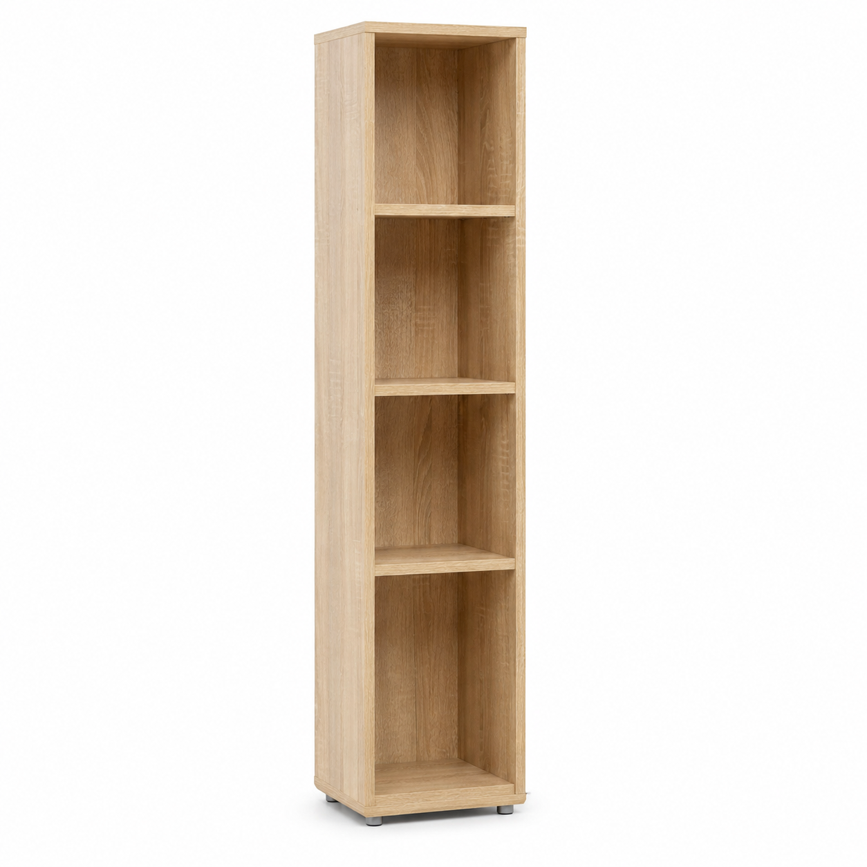 Schmales Bad-Standregal in Eiche-Hell-Dekor mit vier Fächern 35 x 150 x 30 cm-Roomzenith
