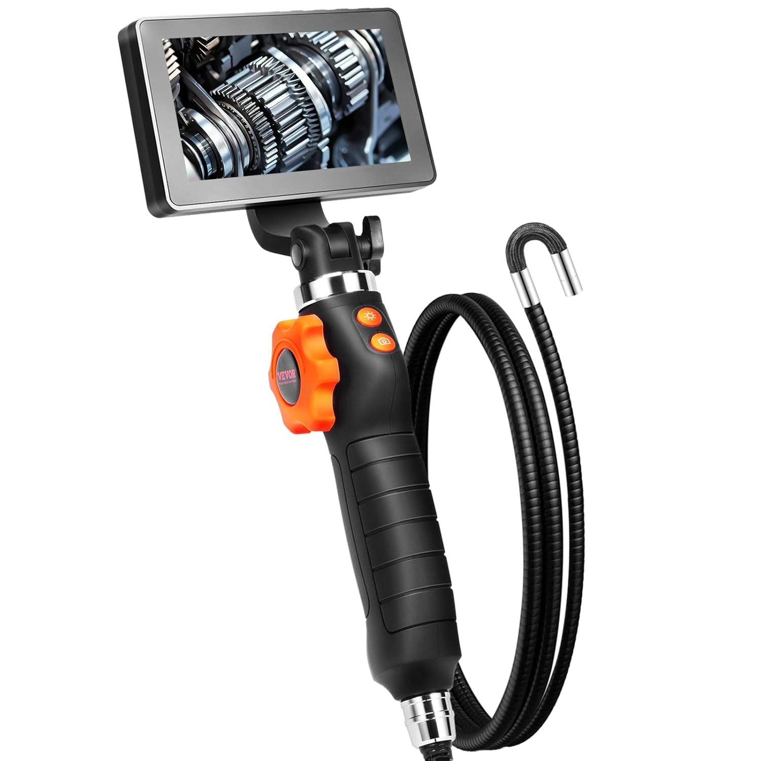 Two-Way Articulating Borescope with Light, Inspection Camera with 0.25" Lens, 5" IPS HD Screen, Flexible Mechanic Fiber Optic Snake Scope Cam for Wall Automotive Engine Inspect-4.9FT