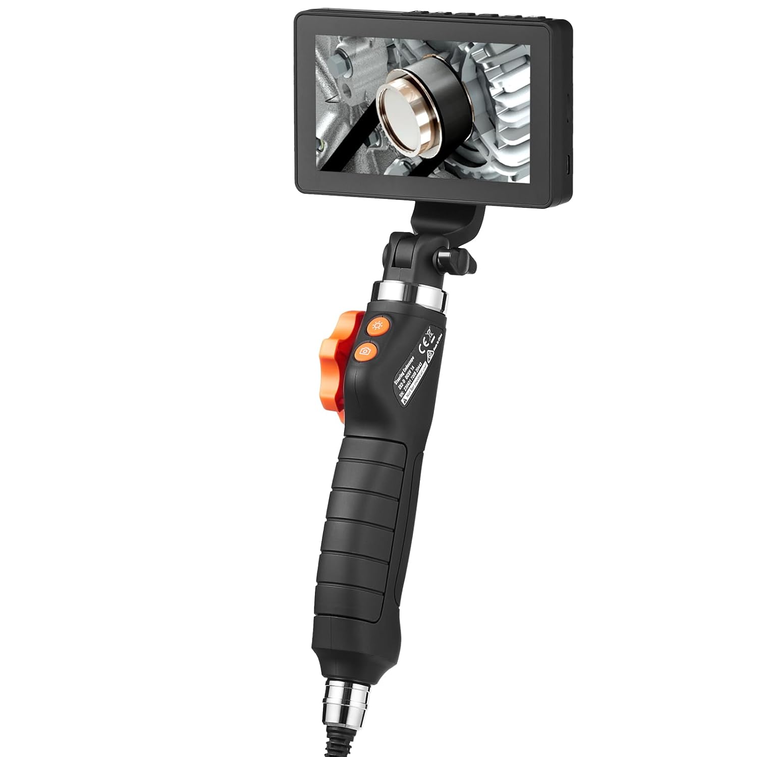 Two-Way Articulating Borescope with Light, Inspection Camera with 0.25" Lens, 5" IPS HD Screen, Flexible Mechanic Fiber Optic Snake Scope Cam for Wall Automotive Engine Inspect-4.9FT