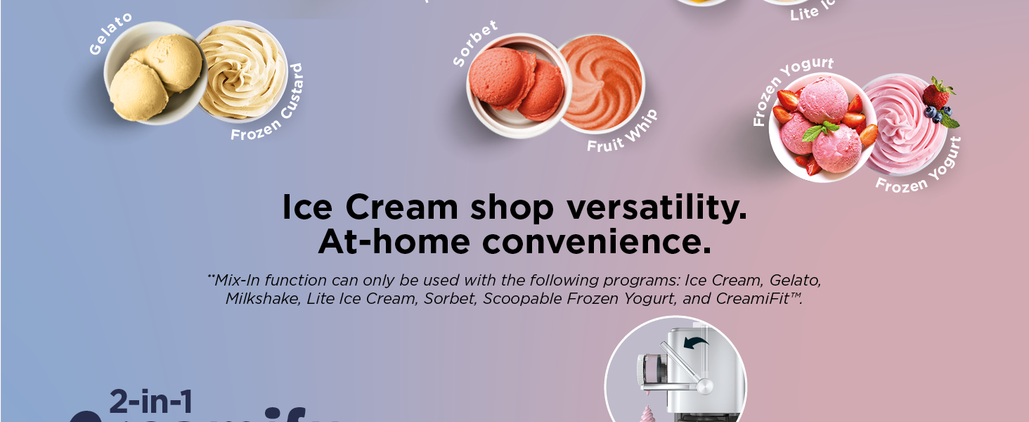 Ice cream shop versatility. At home convenience.