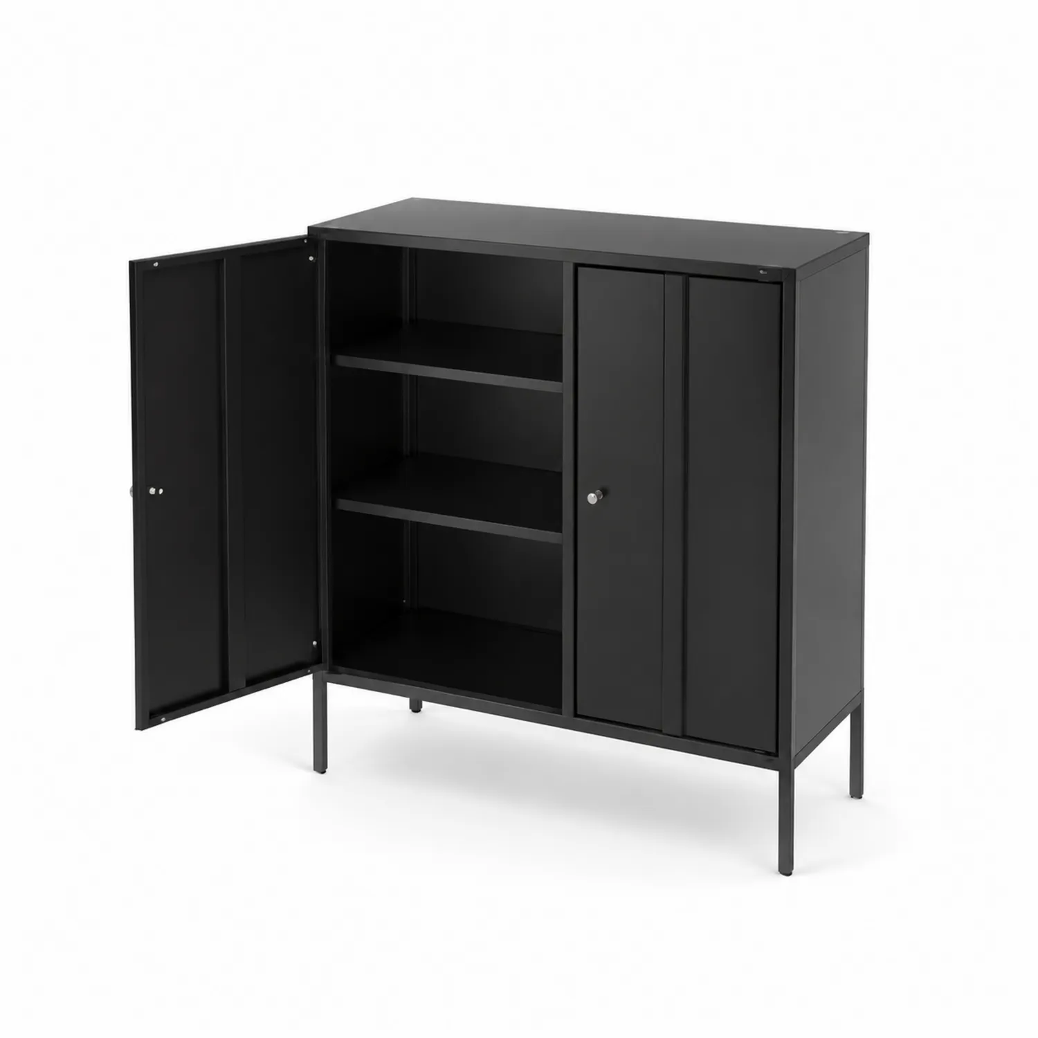 Armoire en métal avec étagères noires 90x40x100cm-Elpitorin