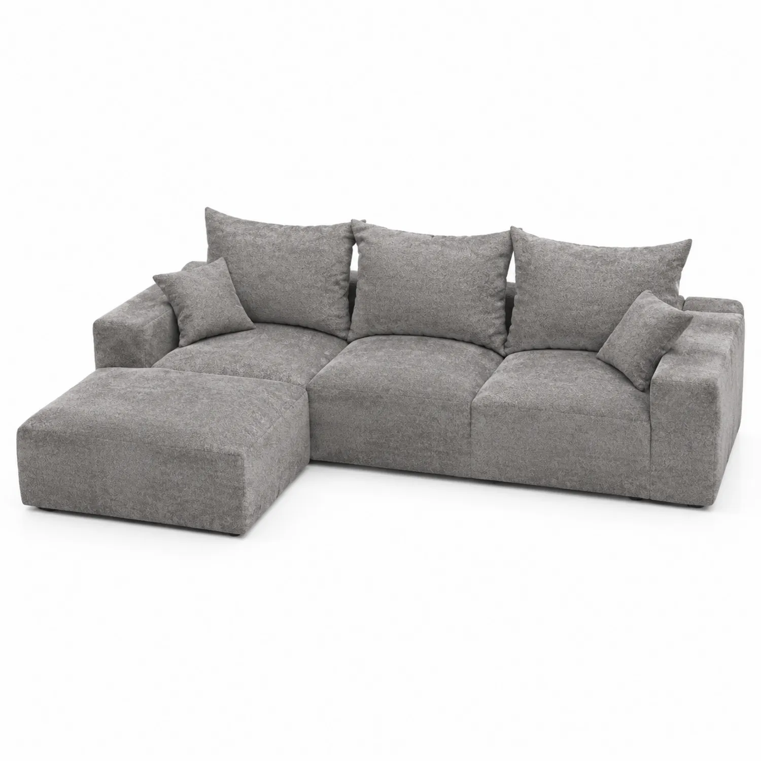 Canapé modulable en tissu polyester gris avec méridienne-Elpitorin