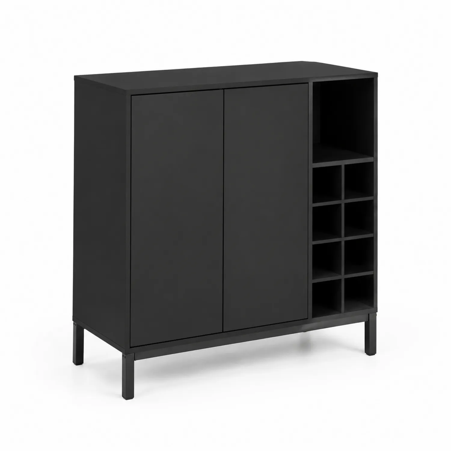 Buffet en Bois avec Portes et Étagère à Casiers Noir-Elpitorin