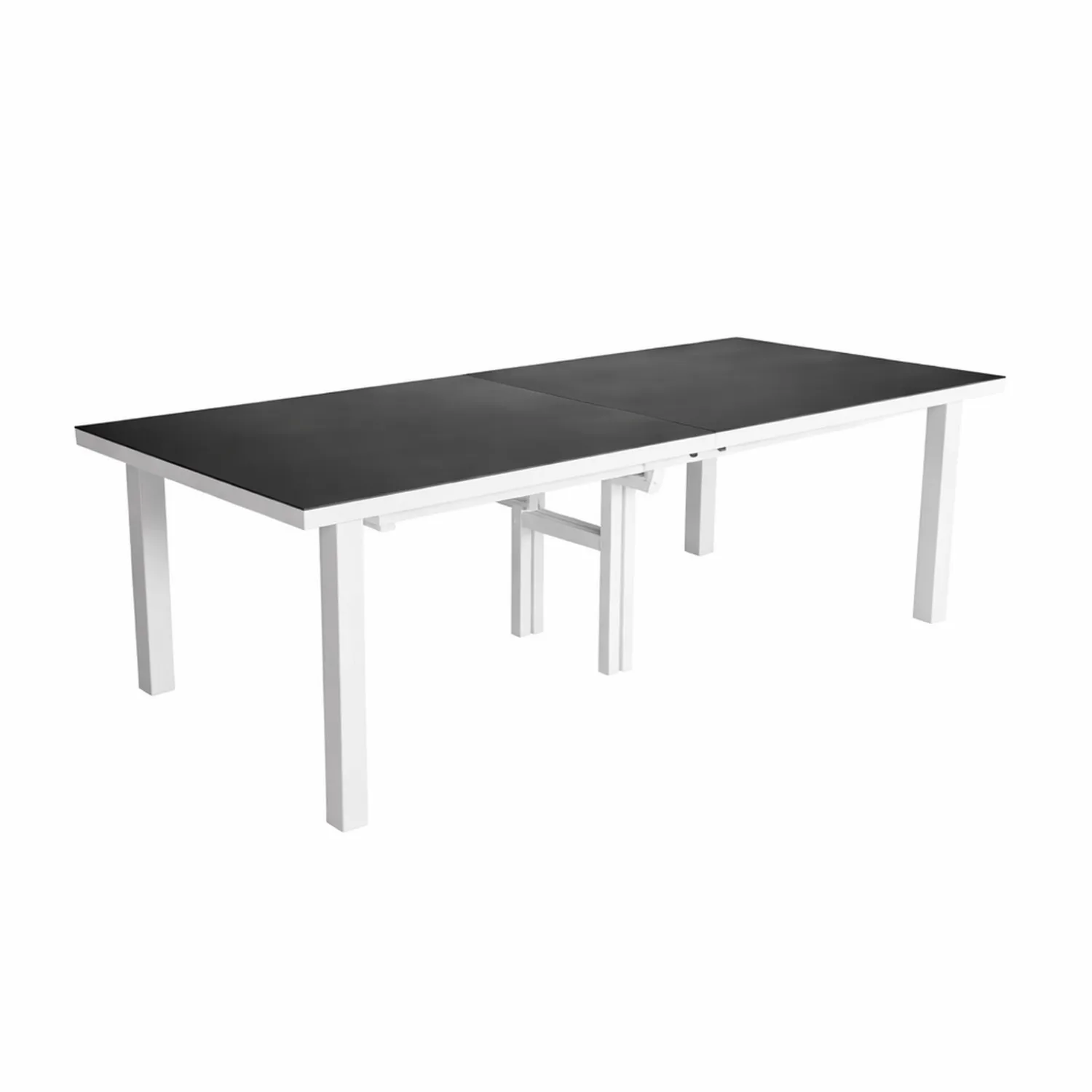 Table de jardin en aluminium et verre trempé noir 200-300x100x75 cm-Elpitorin