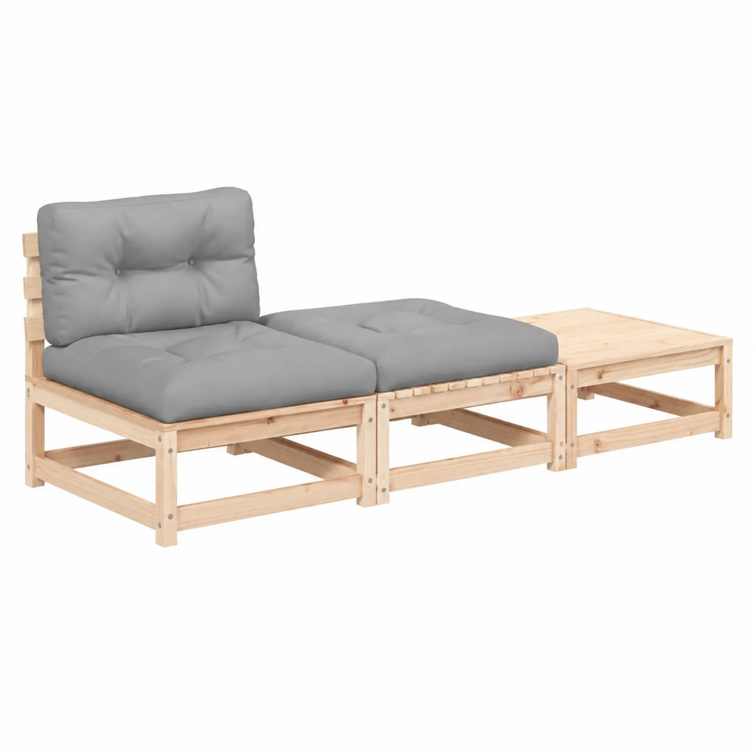 Canapé modulable en bois avec coussins gris-Elpitorin