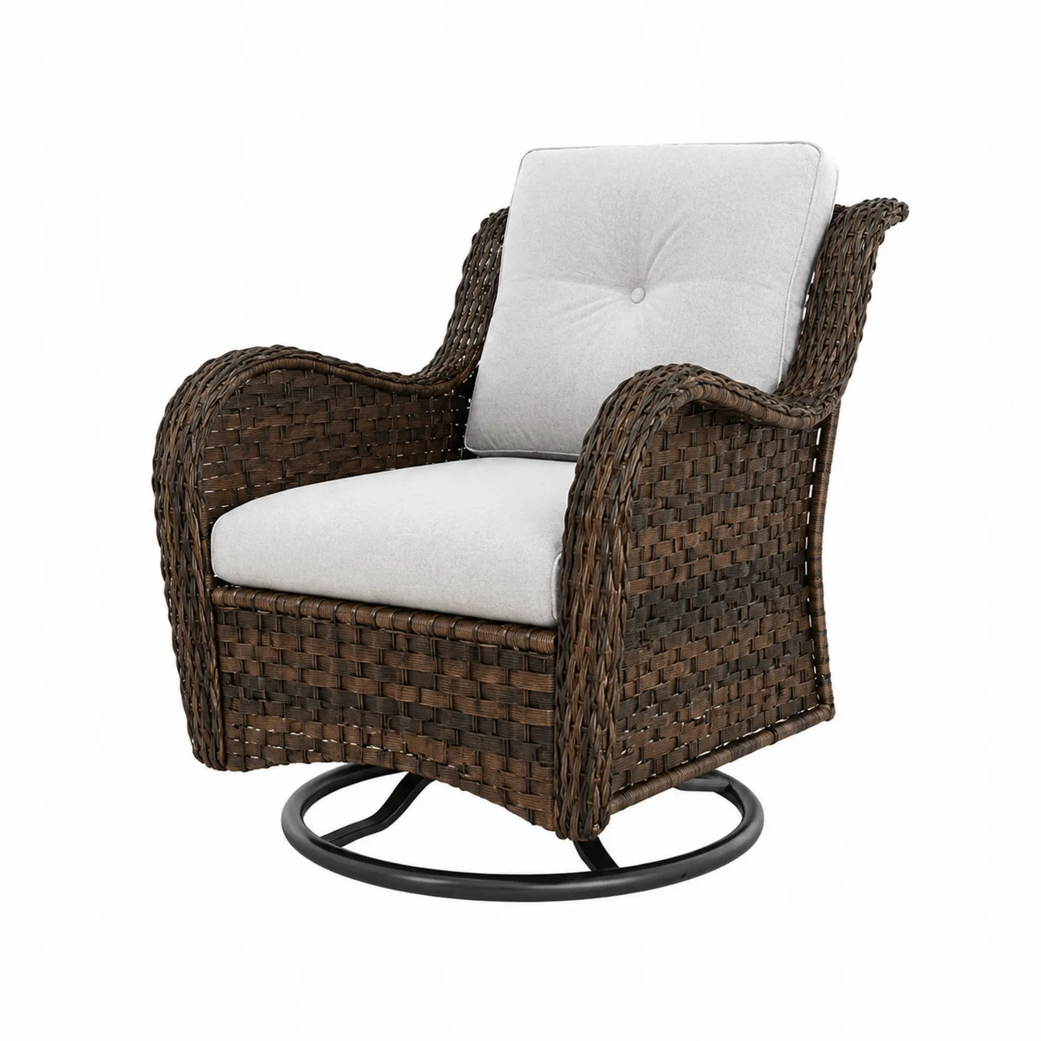 Fauteuil en Résine Tressée avec Coussins Gris-Elpitorin