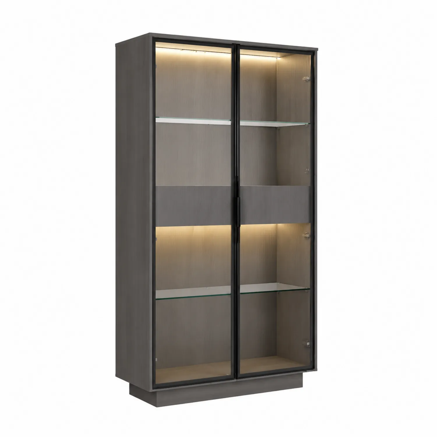 Vitrine en Bois avec Portes en Verre Trempé et Éclairage LED-Elpitorin