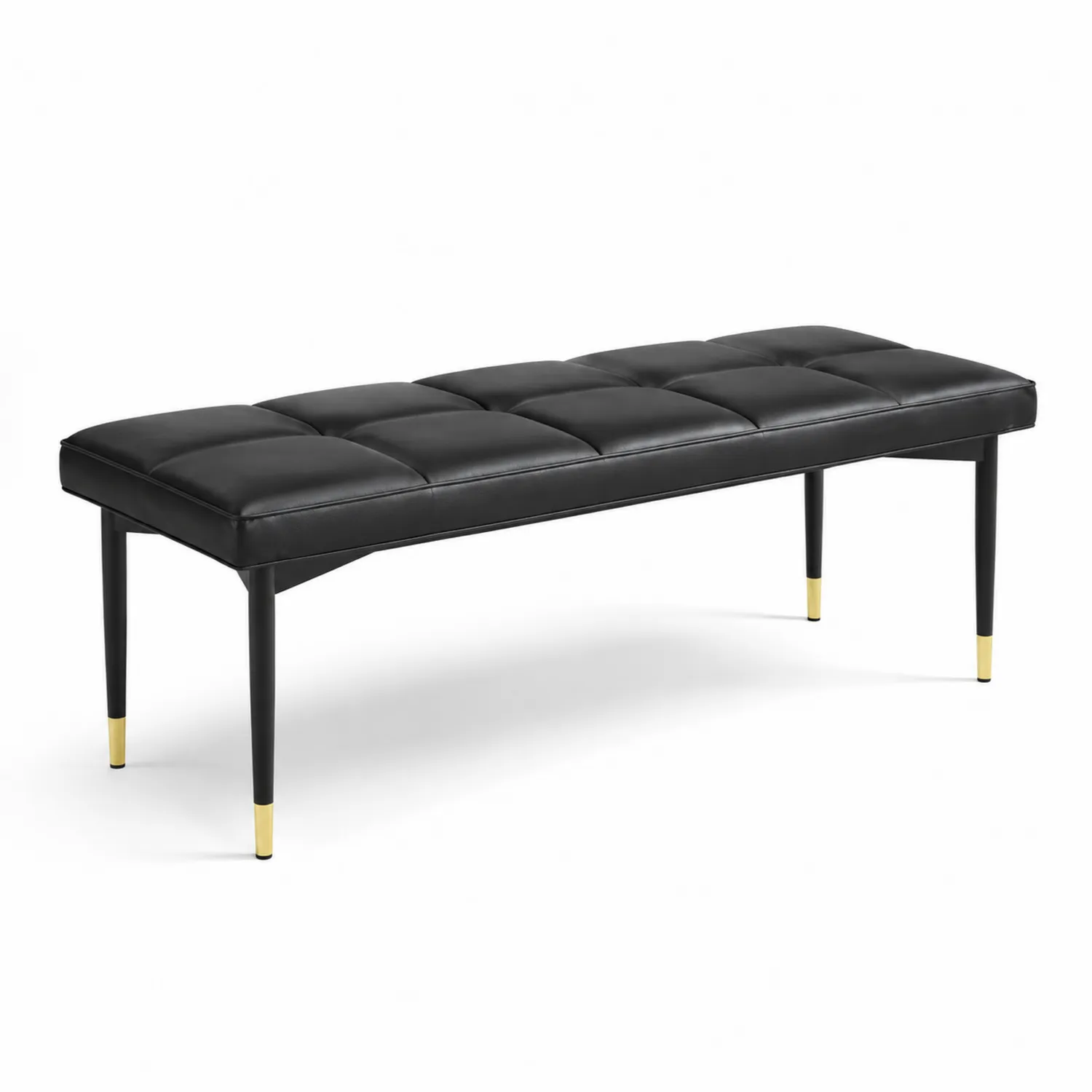 Banc en cuir synthétique noir avec pieds en métal-Elpitorin