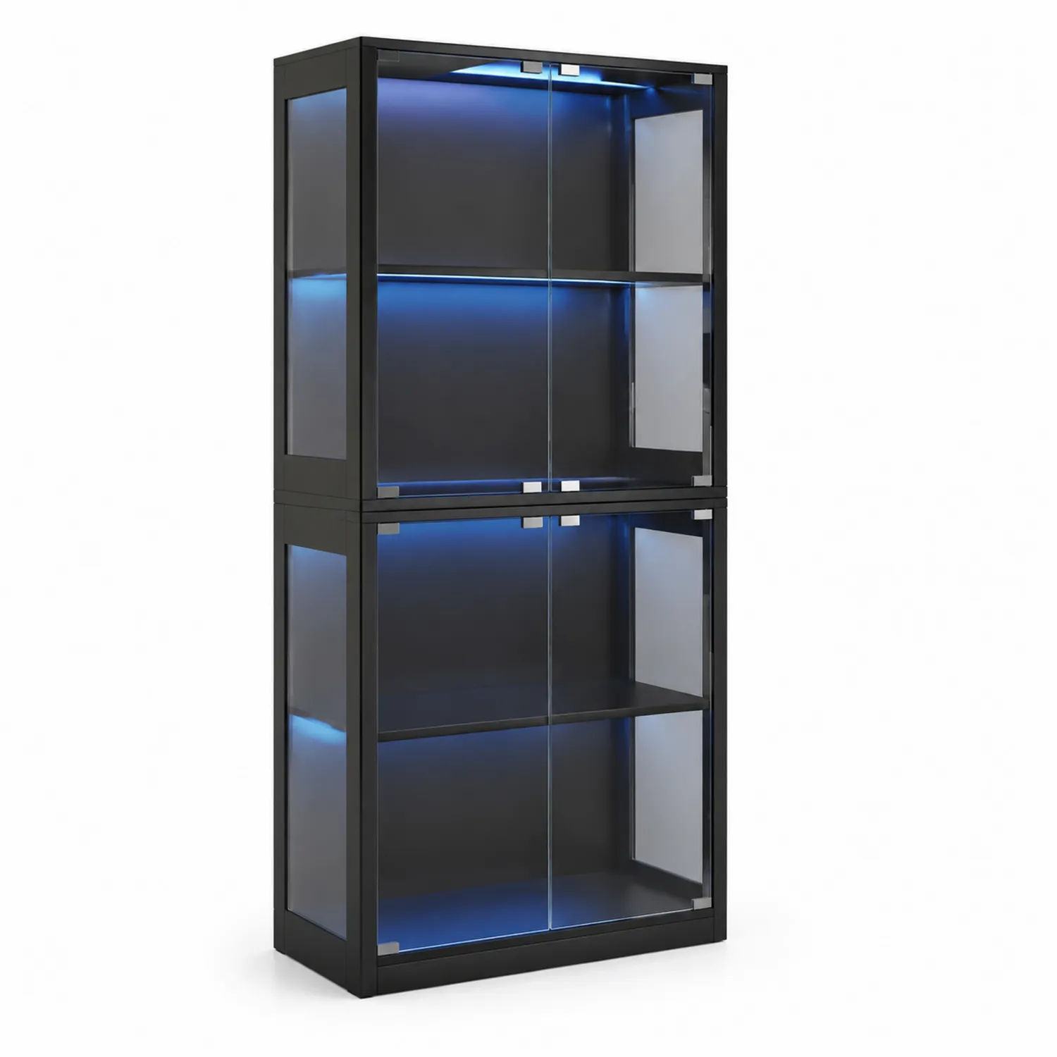 Vitrine en verre trempé avec éclairage LED 185x85x40 cm-Elpitorin