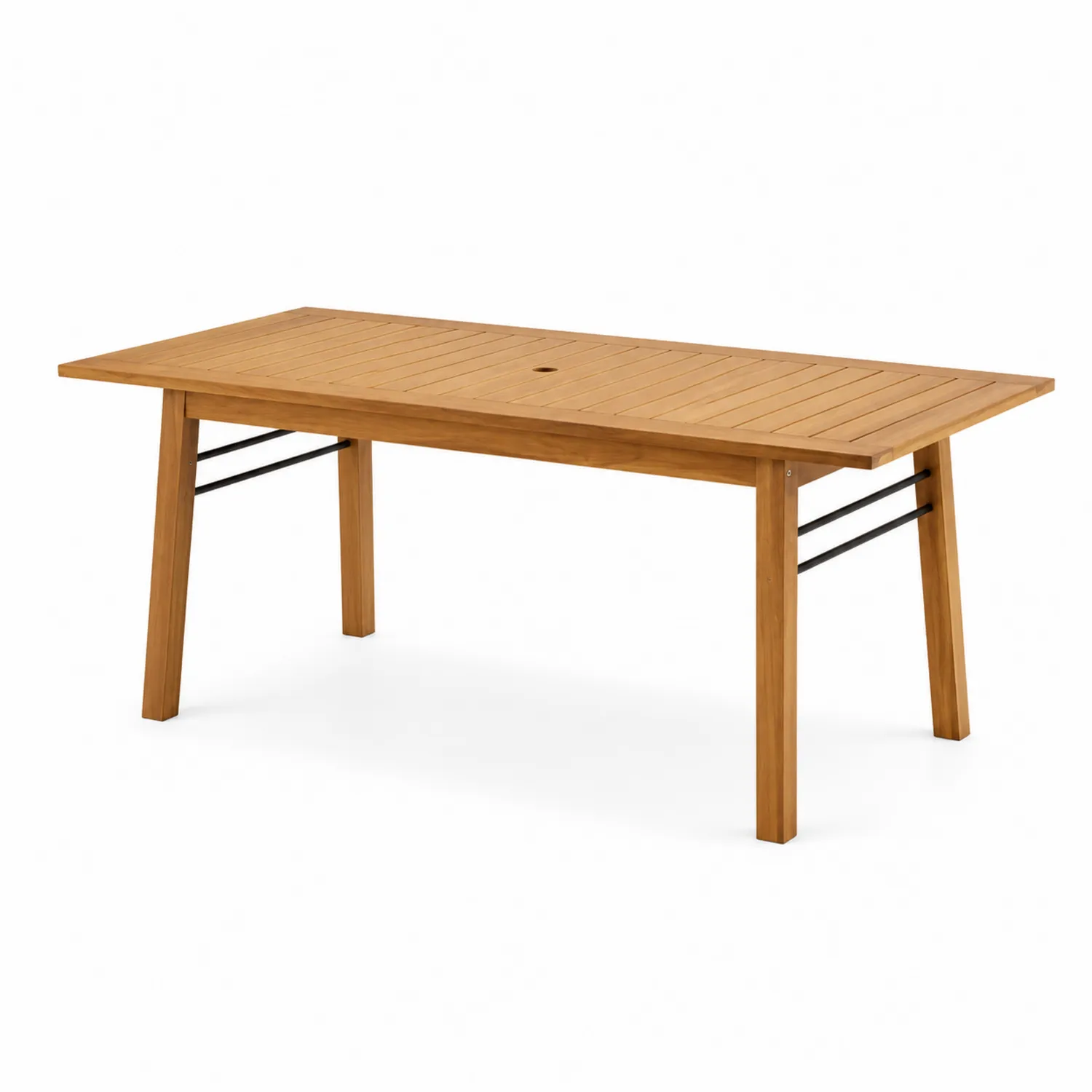 Table de jardin en bois et métal 200x100 cm Marron-Elpitorin