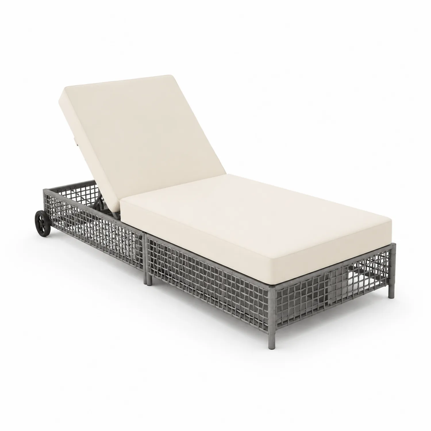 Chaise Longue Extérieure en Métal Réglable Crème-Elpitorin