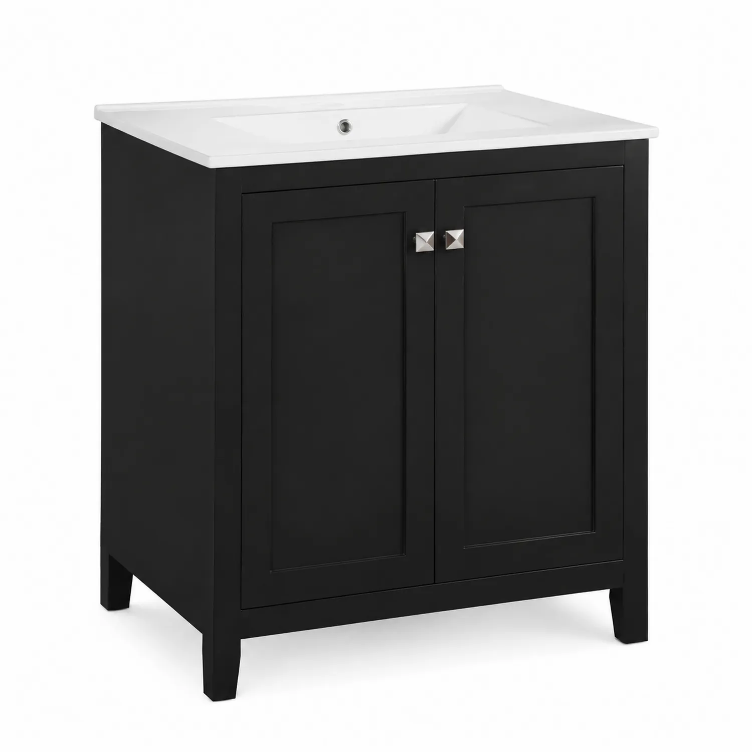 Meuble lavabo en bois noir avec vasque en céramique-Elpitorin