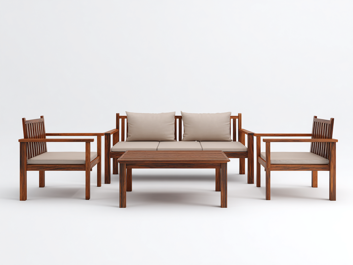 Sofás de exterior de madera 200x80x85 cm - color marrón-beige - diseño moderno para jardín-Ramoniadwell