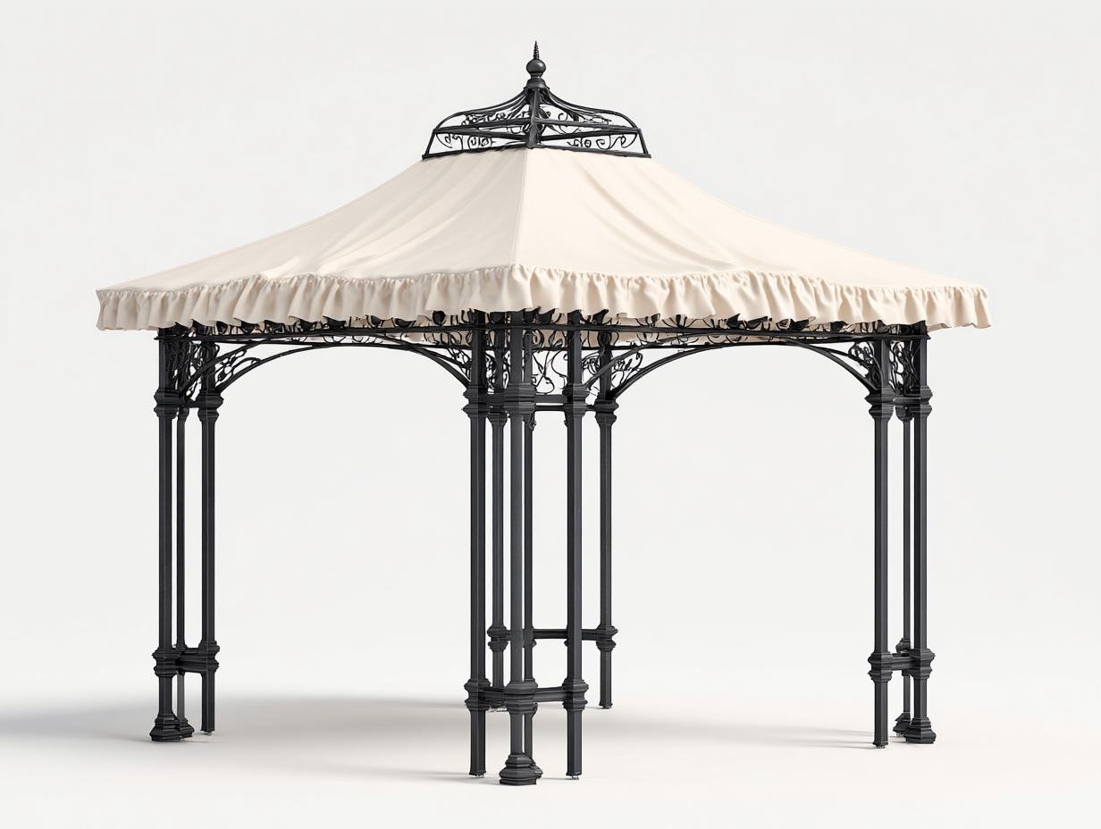 Pérgola de jardín acero y tela 300x300x270 cm negro-beige - cenador con cubierta - estilo clásico-Ramoniadwell
