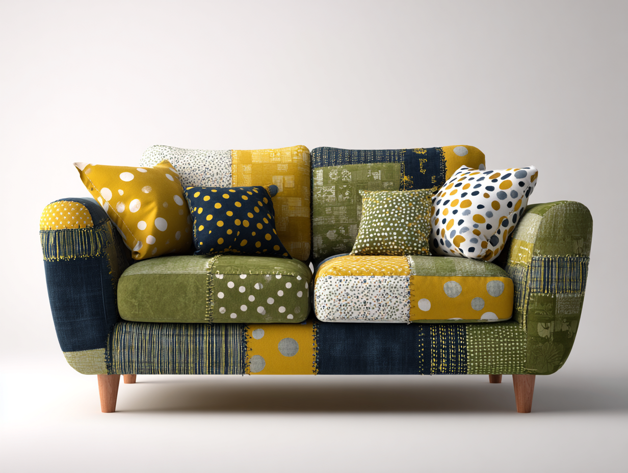 Sofás 2 plazas tapizado patchwork tela 165x85x80 cm multicolor - sofá acolchado decorativo - estilo contemporáneo-Ramoniadwell