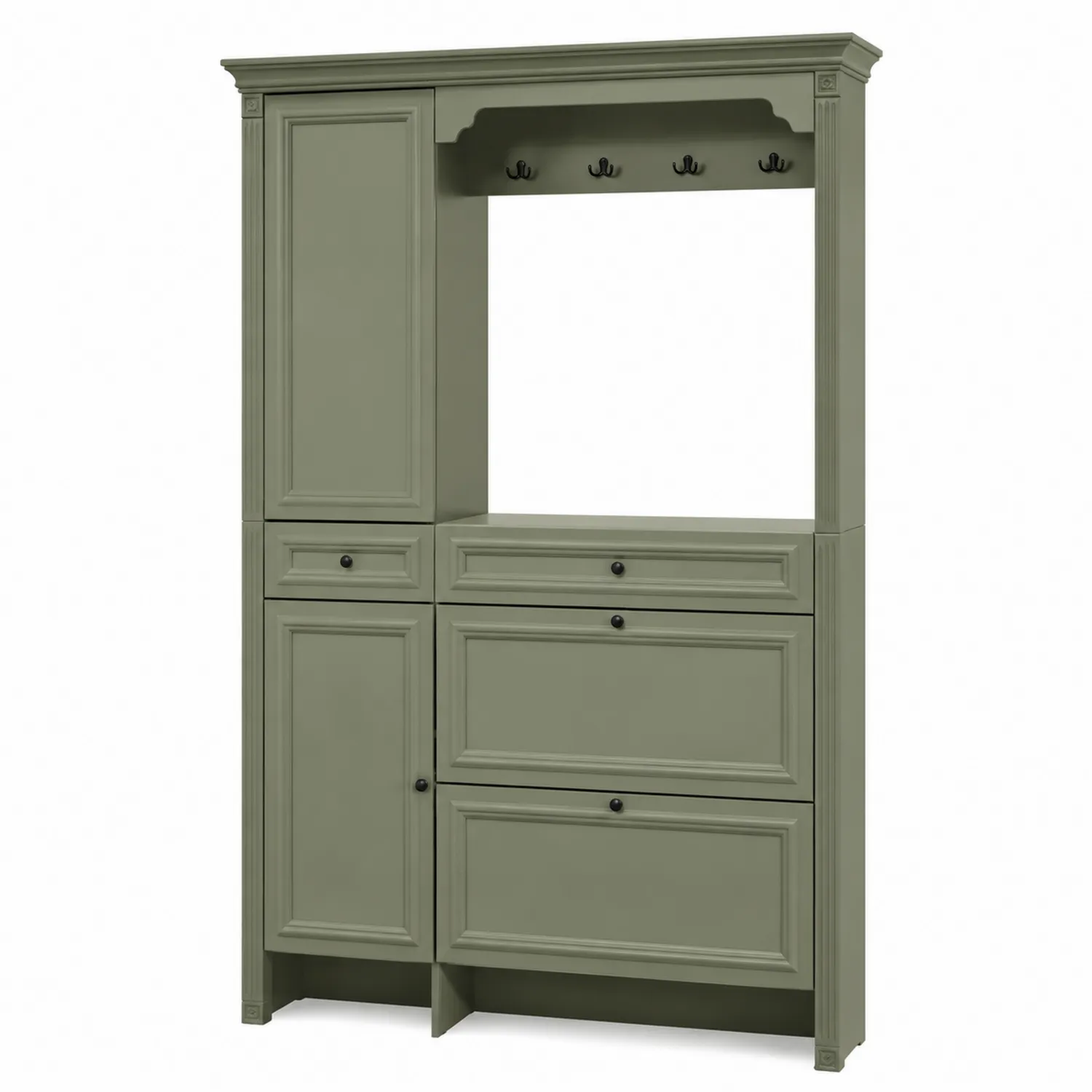 Portemanteau mural en bois avec rangements