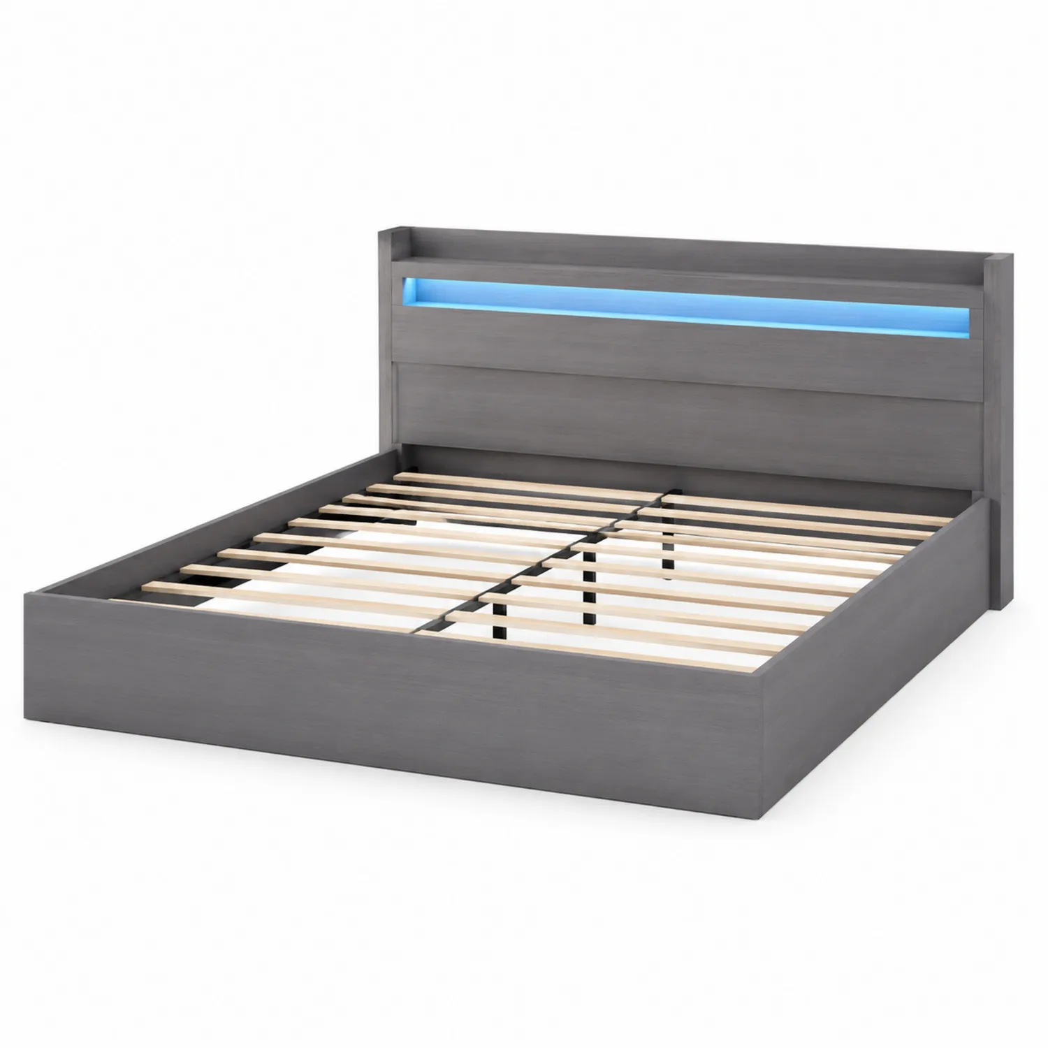 Lit en bois MDF avec LED gris 200x160 cm