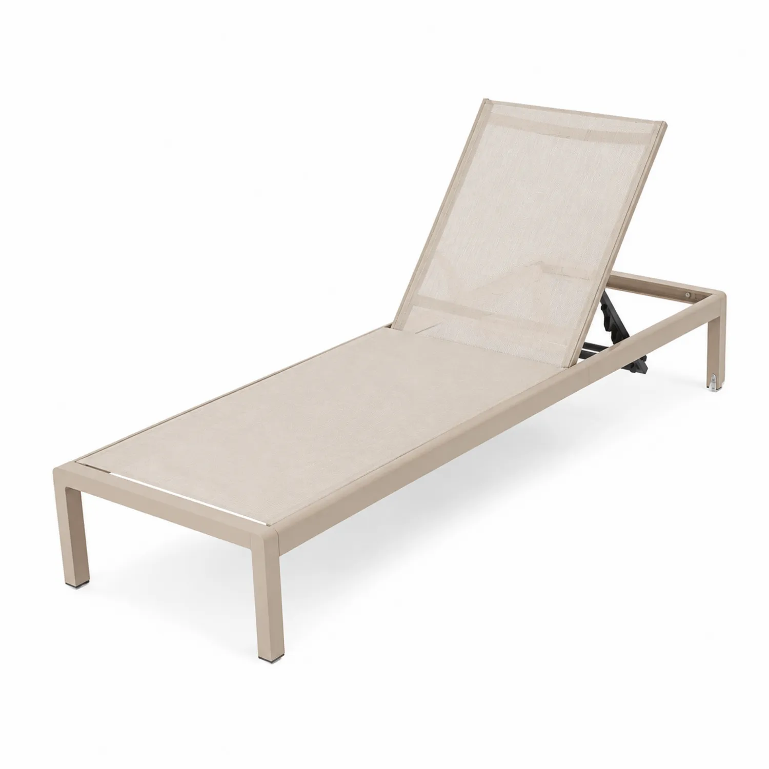 Chaise longue extérieure en aluminium et textilène beige