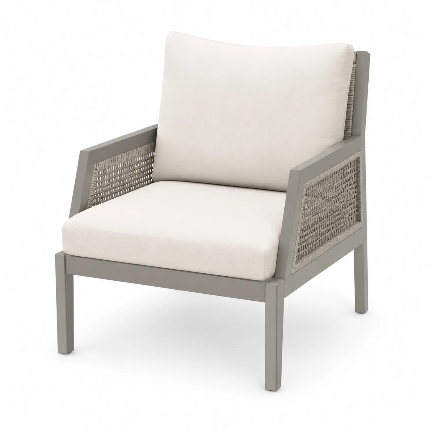 Fauteuil extérieur aluminium tissu acrylique gris et beige 75x70x80 cm