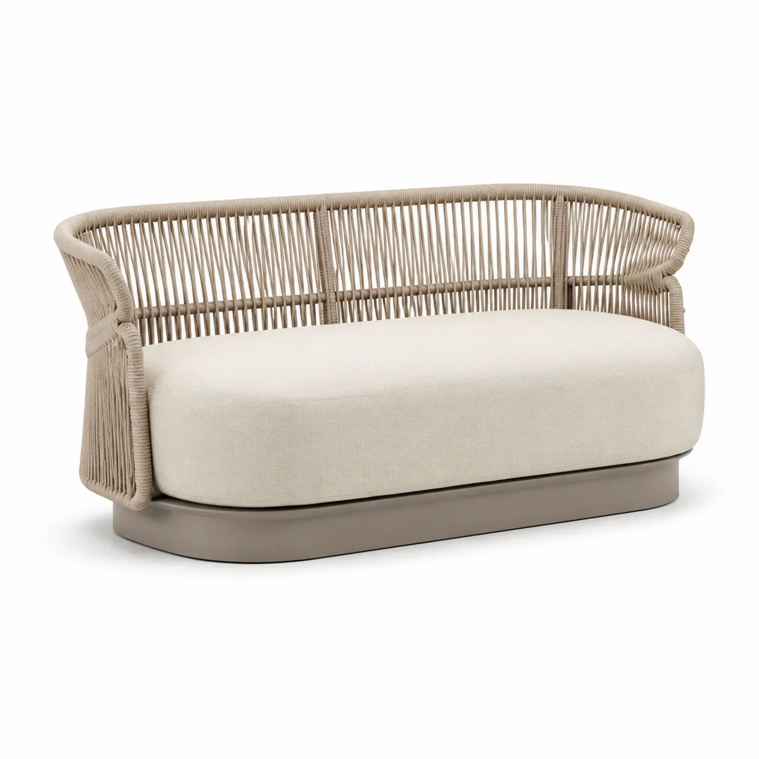 Canapé d'extérieur en aluminium et corde tressée beige