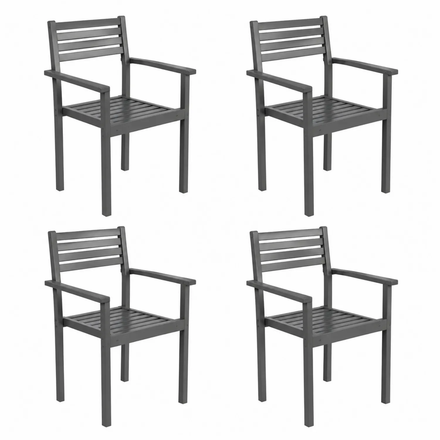 Lot de 4 chaises en aluminium gris