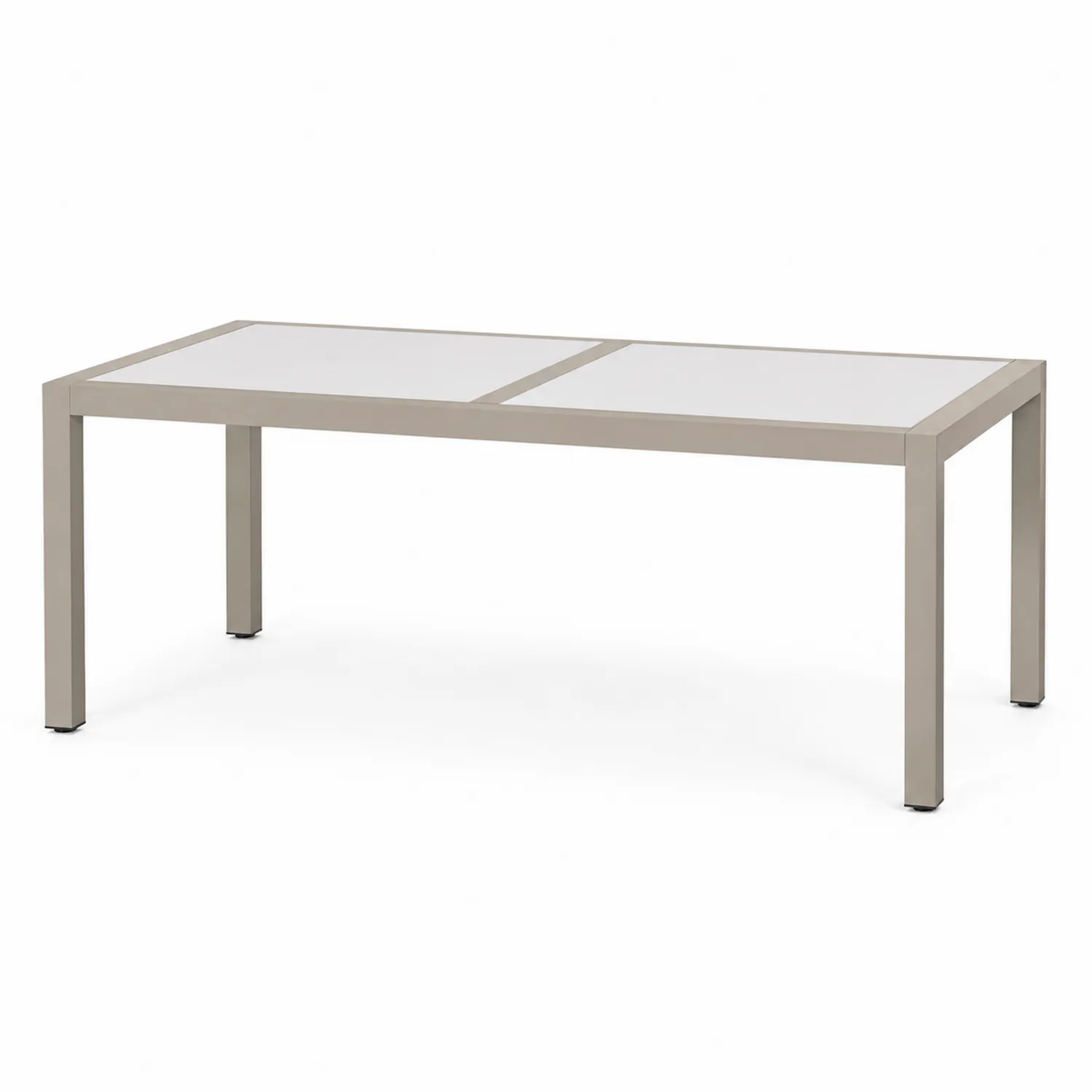 Table de jardin rectangulaire aluminium et verre beige
