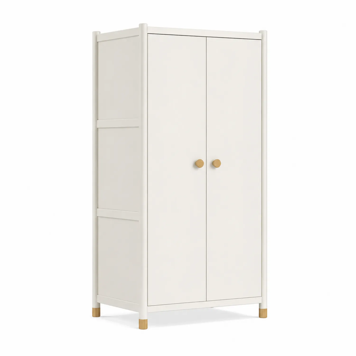 Armoire en Bois MDF Blanc avec Poignées Rondes