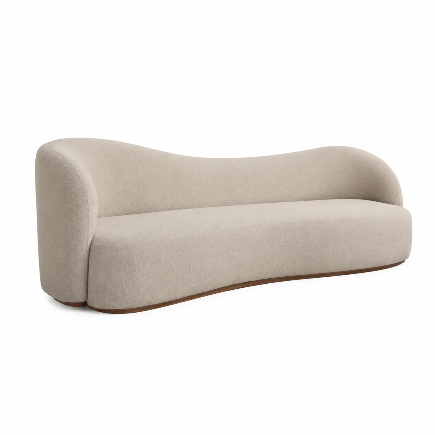 Canapé courbé en tissu polyester beige 220 cm