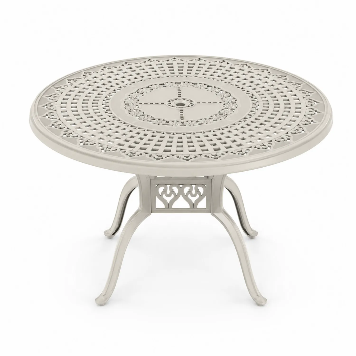 Table de jardin ronde en aluminium 120 cm Beige