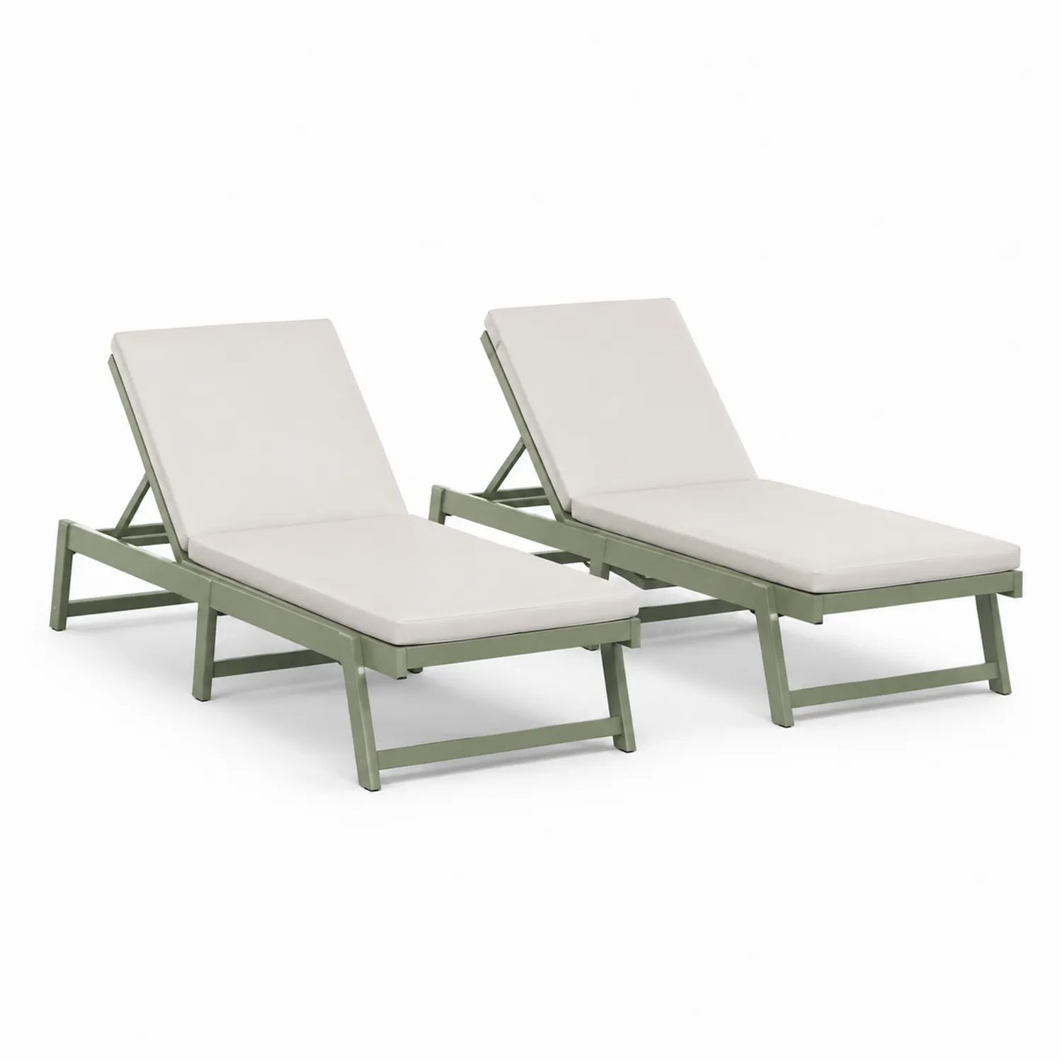 Lot de 2 chaises longues en aluminium avec coussins réglables Beige