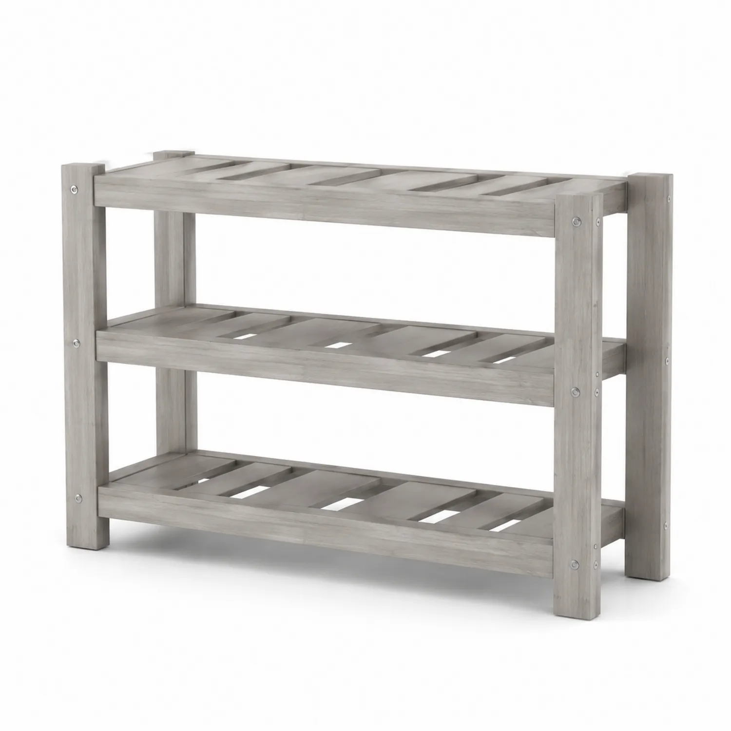 Étagère en bois d'acacia 3 niveaux Gris