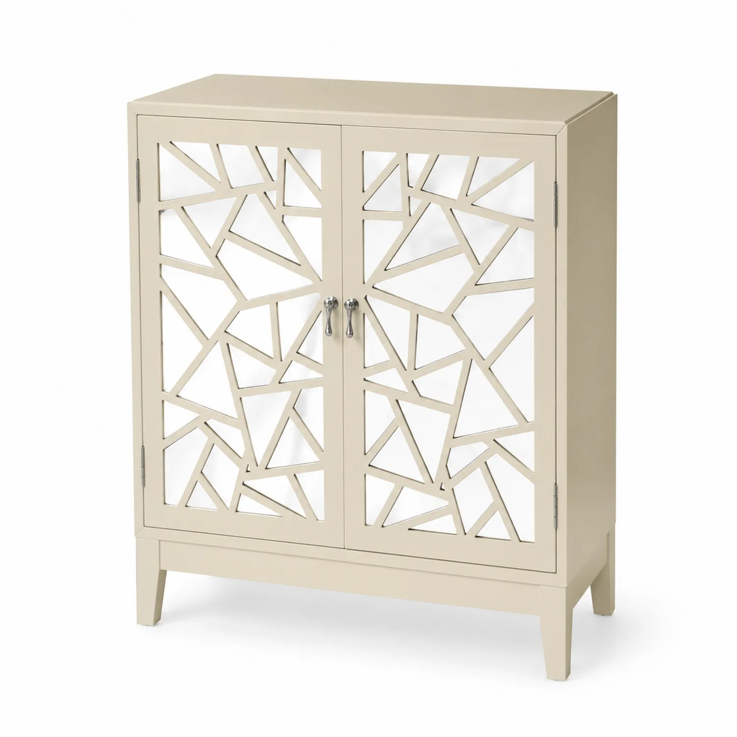 Armoire en Bois avec Portes en Verre Crème