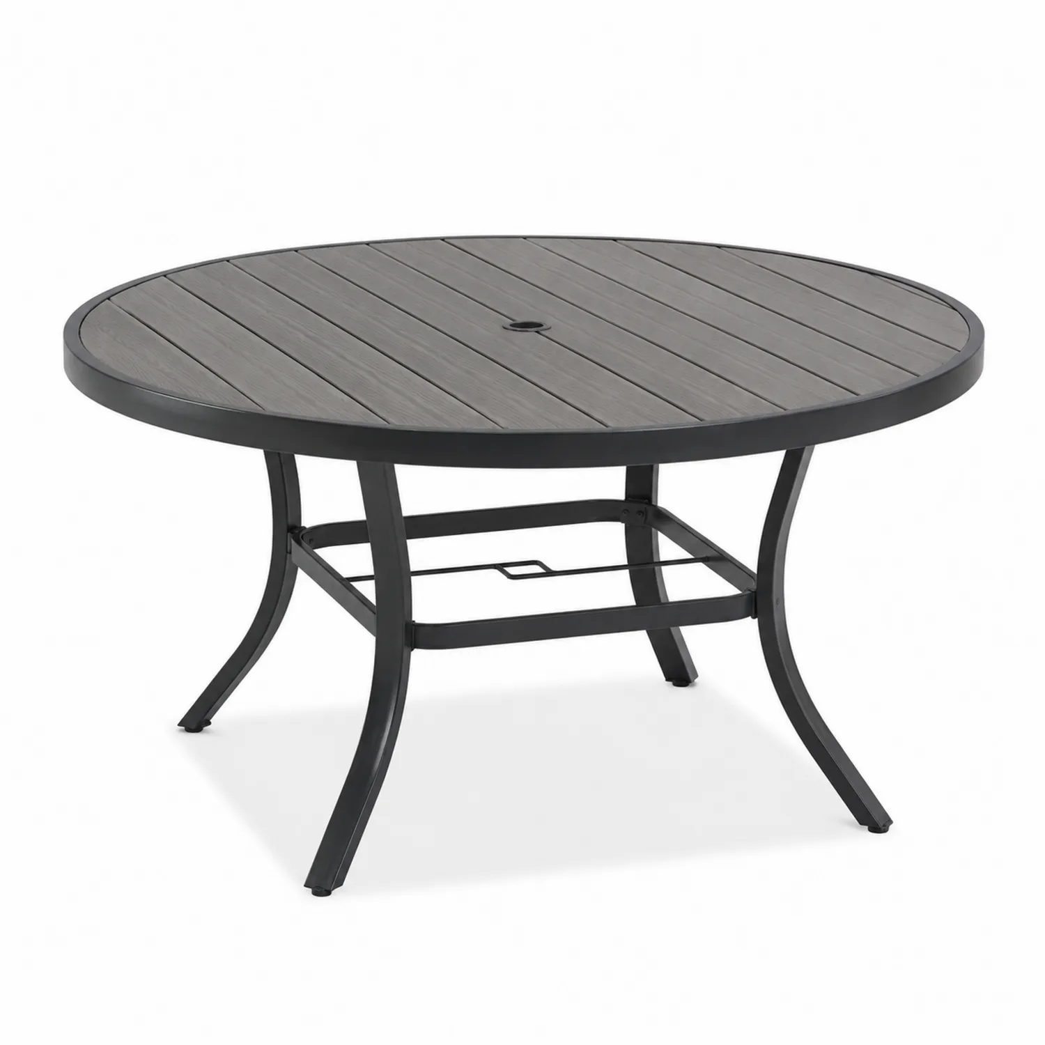 Table de jardin ronde en aluminium et composite 120 cm Gris Noir