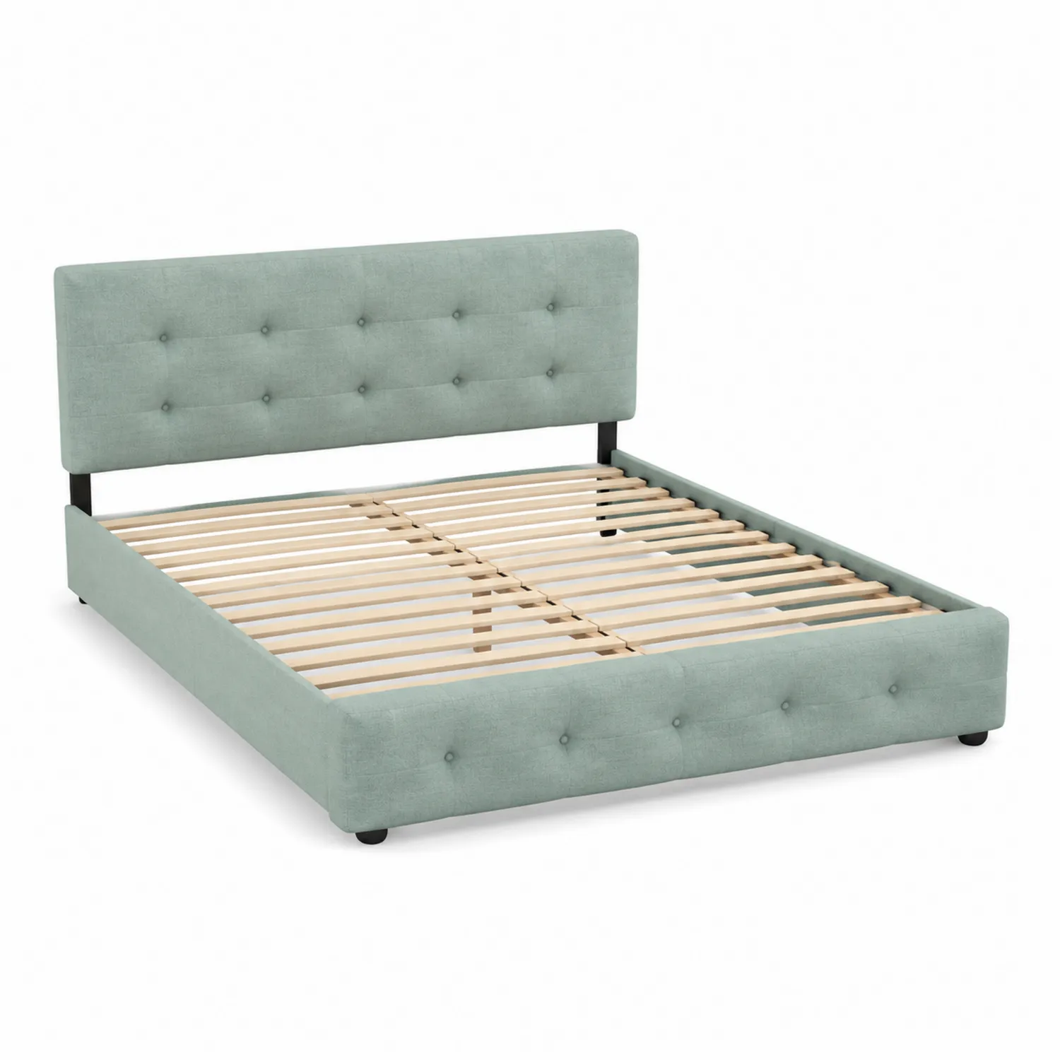 Lit en tissu polyester avec structure en bois Vert 140x200 cm