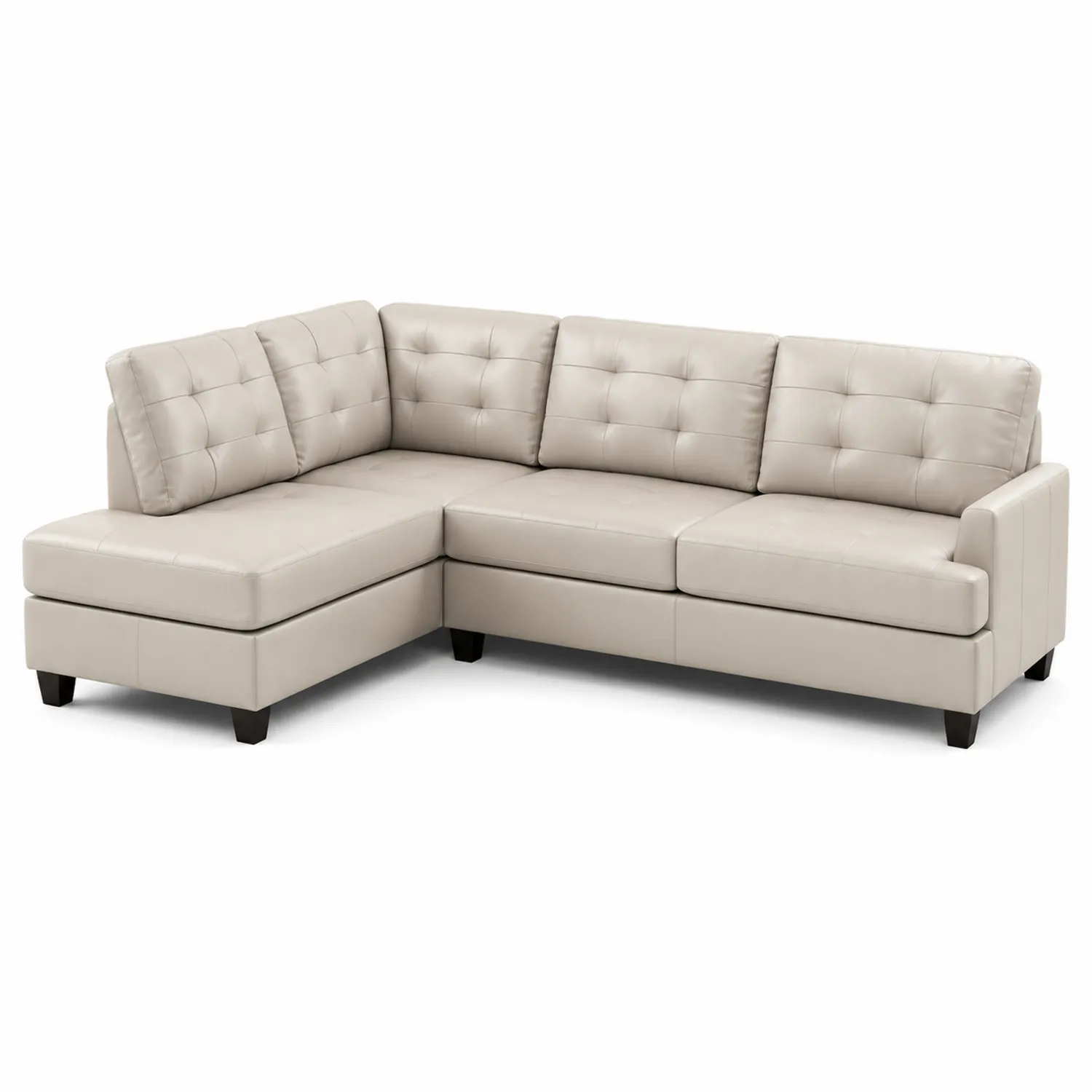 Canapé d'angle en cuir synthétique Beige 240x150x85 cm