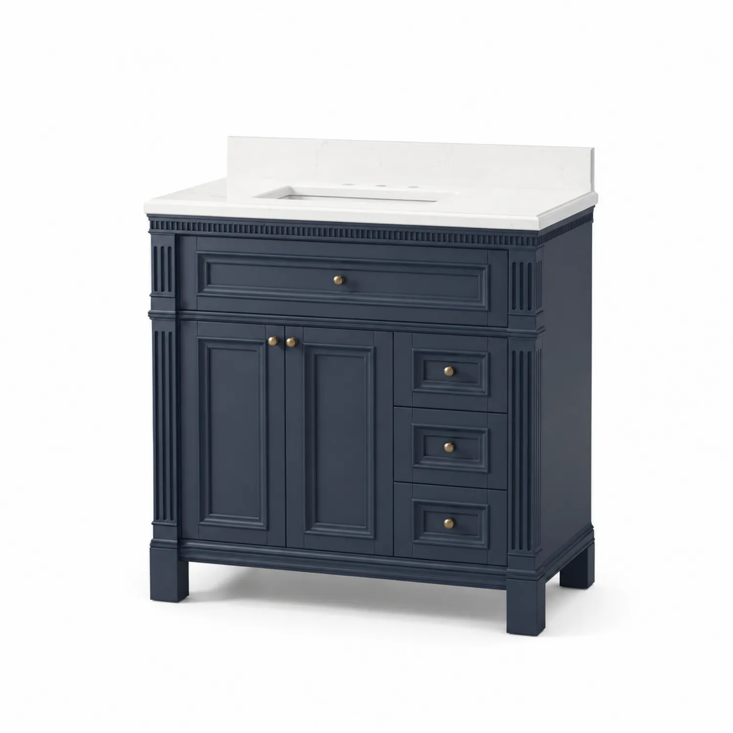 Meuble lavabo en bois avec dessus en marbre Bleu
