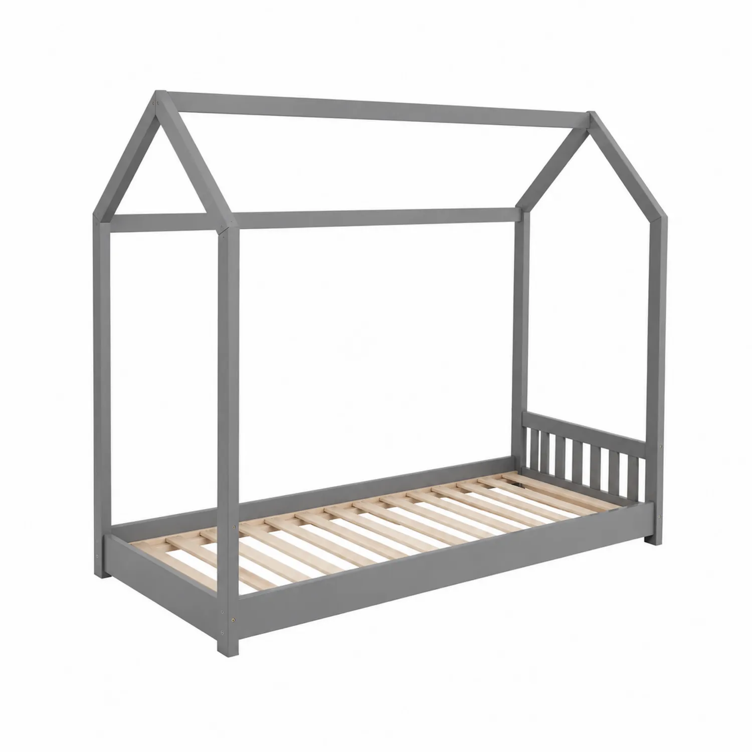 Lit cabane en bois Gris 200x90 cm