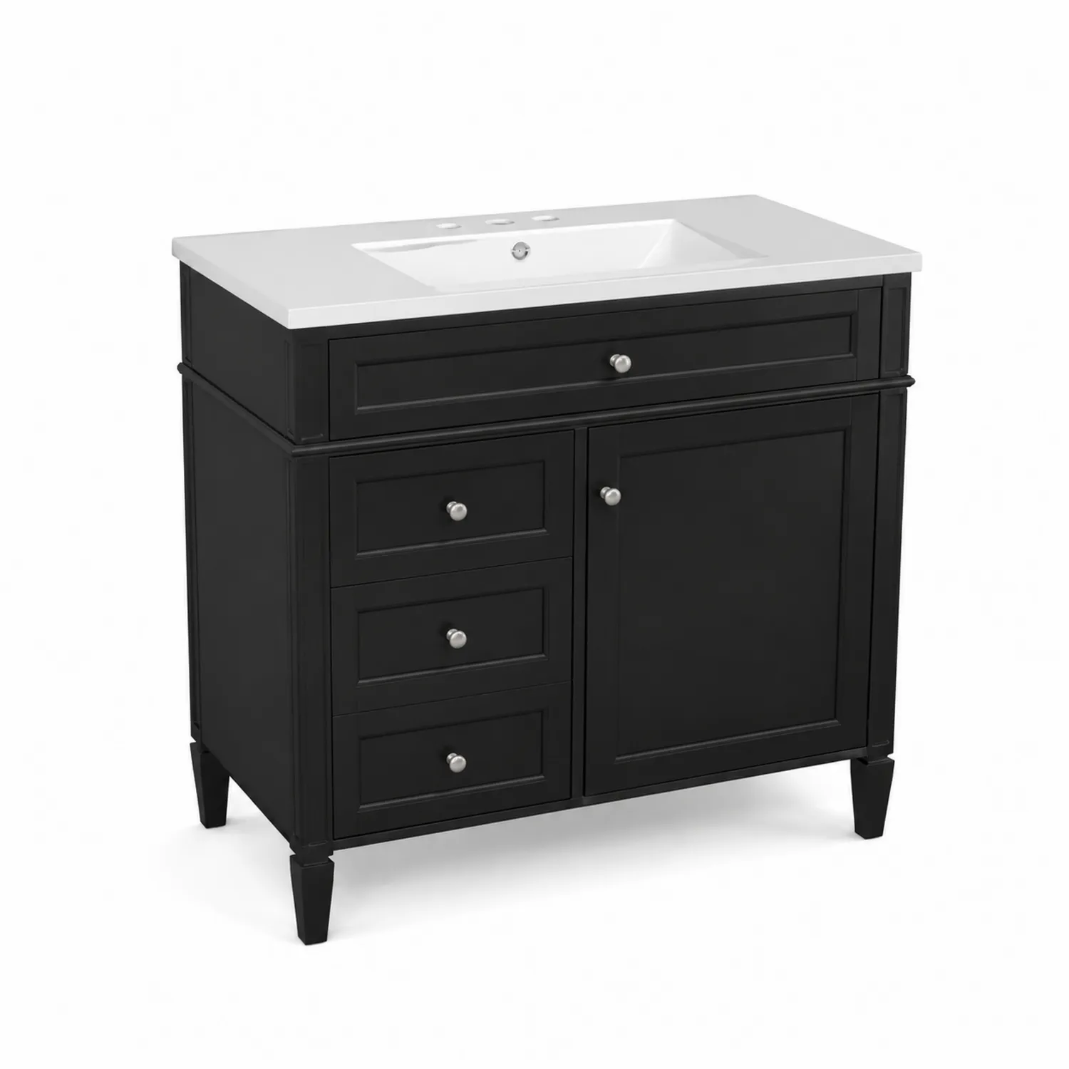 Meuble de salle de bain noir avec lavabo en céramique 90 cm