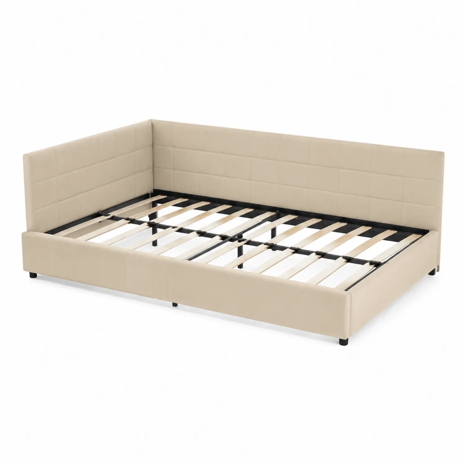 Lit de jour en cuir synthétique avec structure métallique 200 x 90 cm Beige