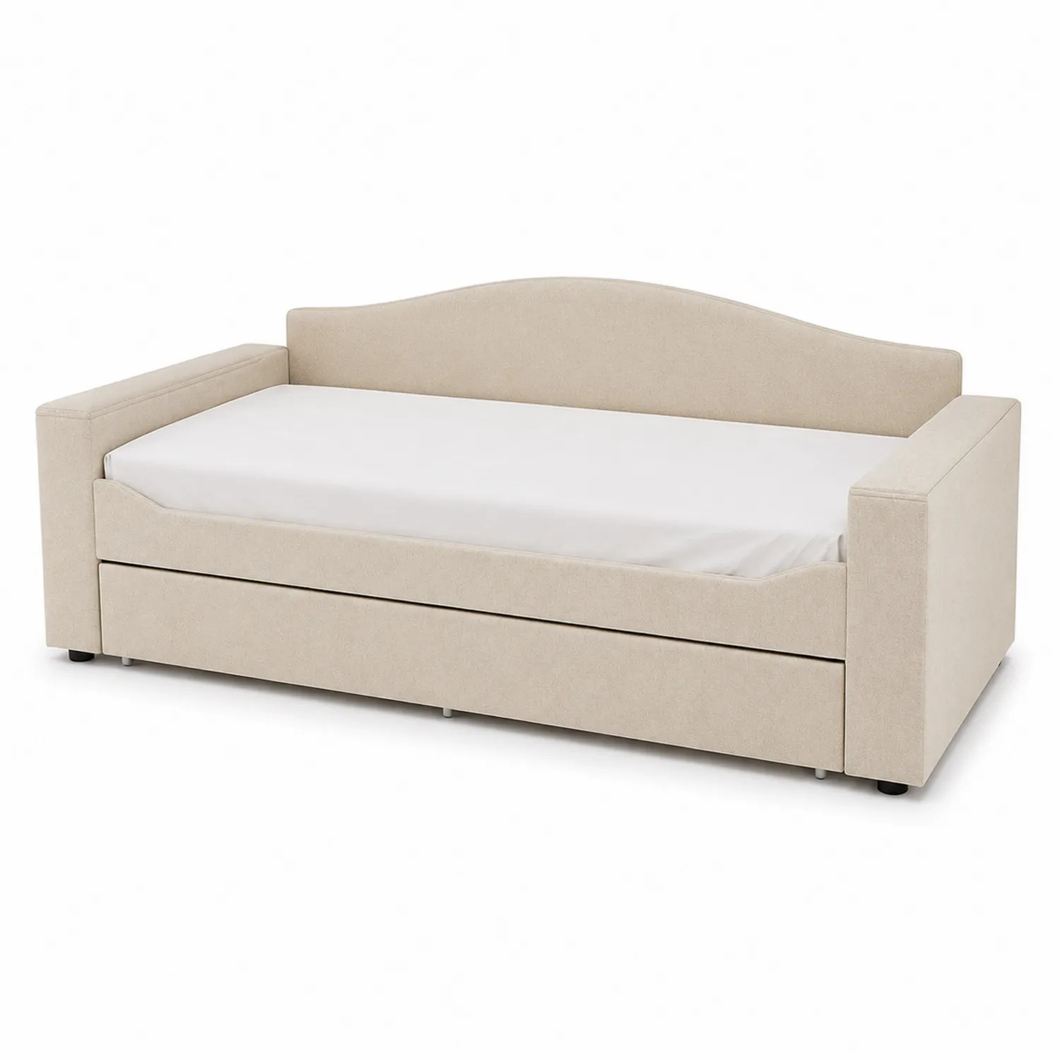 Canapé-lit en tissu avec tiroir beige 200x90cm