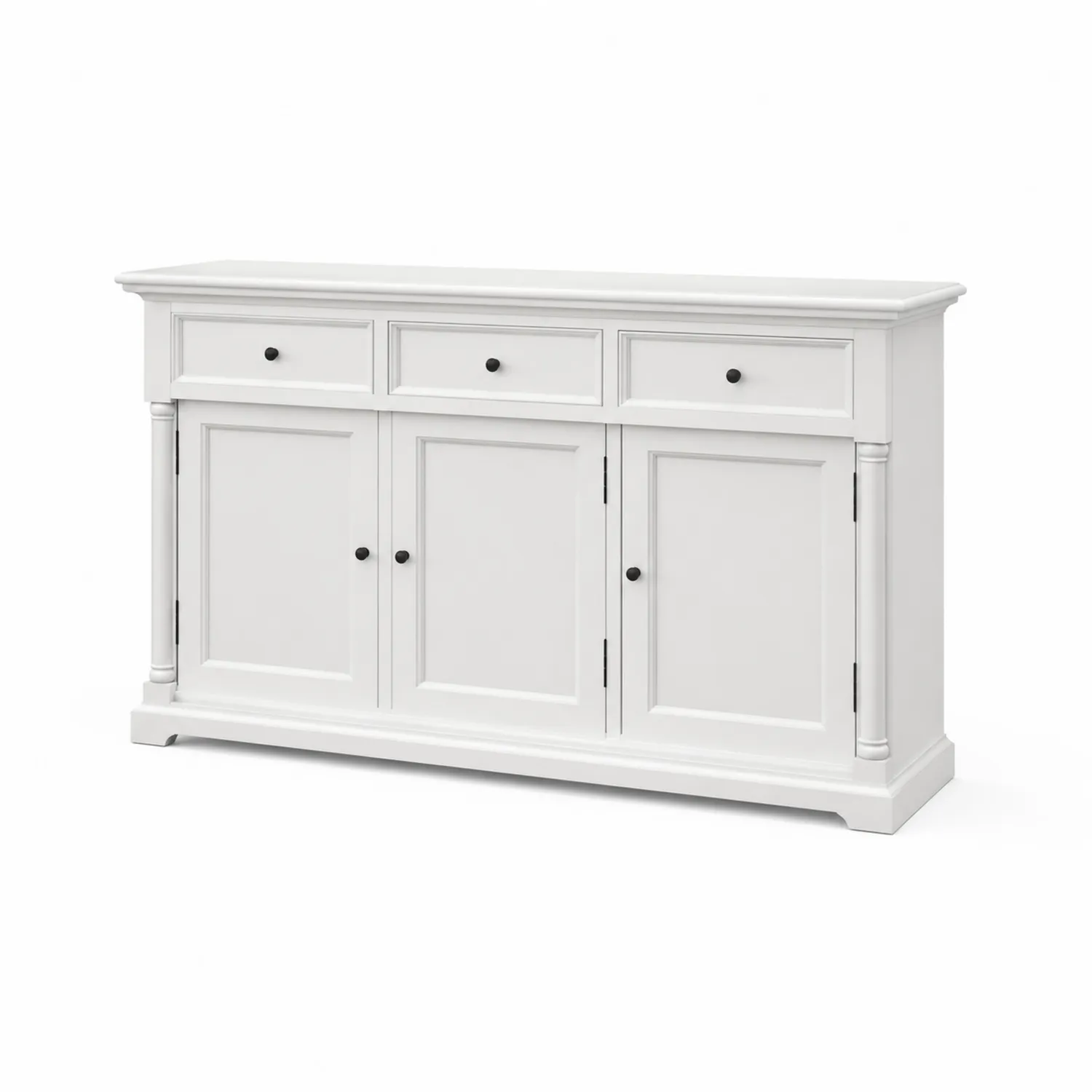 Buffet en Bois Blanc avec Portes et Tiroirs