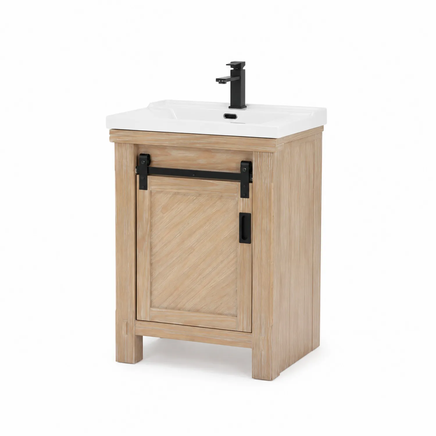 Meuble lavabo en bois avec vasque en céramique 60x45x85 cm